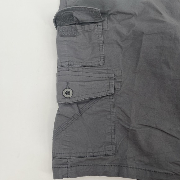 Men's Iron Flex Waist Cargo Shorts Size 34 Gray Stretch Utility 8 Pockets Hiking - Picture 2 of 7